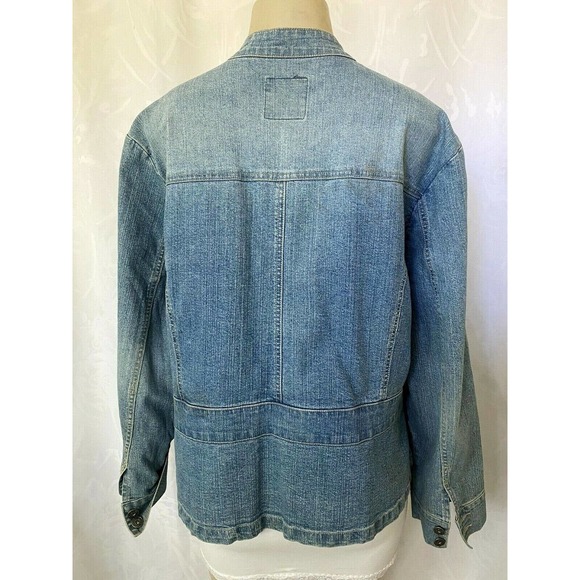 Gloria Vanderbilt Jean Denim Jacket Zip Stretch Light Blue Pocket Long S… - Picture 3 of 5